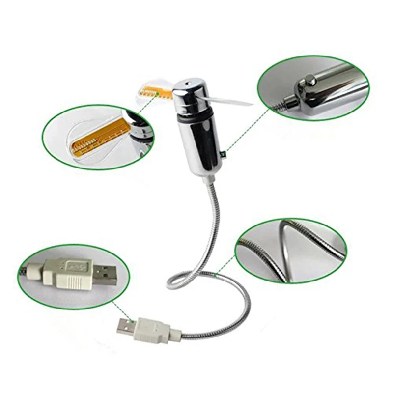 Mini Flexible hose LED Light USB Fan