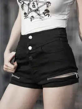 

Punk Rave Women Punk Pants High-Waisted Hot Shorts Streetwear Sexy Biker Shorts