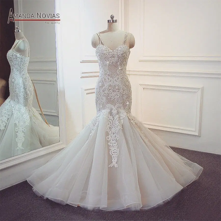 

Stunning 2019 mermaid wedding dress full beads shinny dress