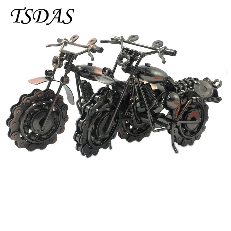 

1pc 20cm Super Cool Metal Motorcycle Model Black & Bronze Handcraft Iron Model For Office Desk Decor Boyfriend Father's Gift