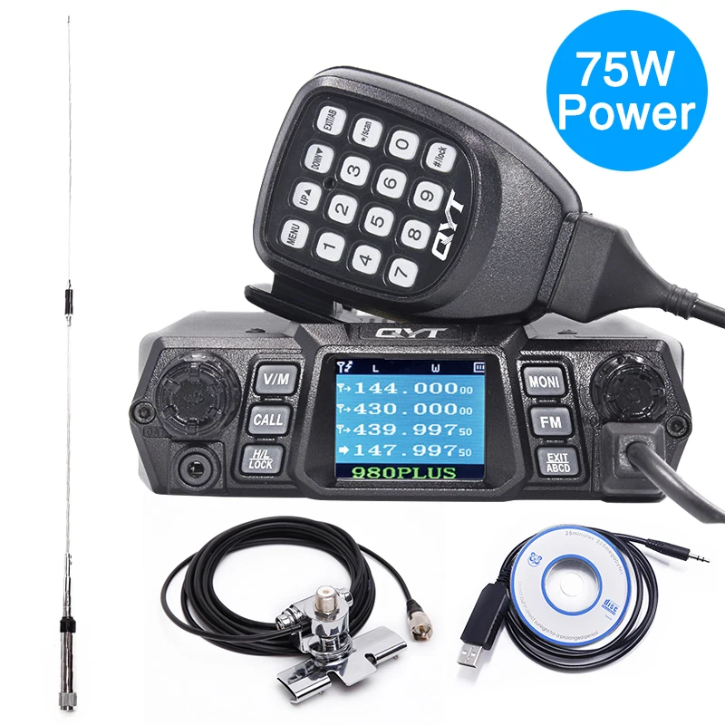 QYT KT 980 PLUS высокая мощность 75 Вт (VHF)/55 (UHF) двухдиапазонный четырехдиапазонный режим