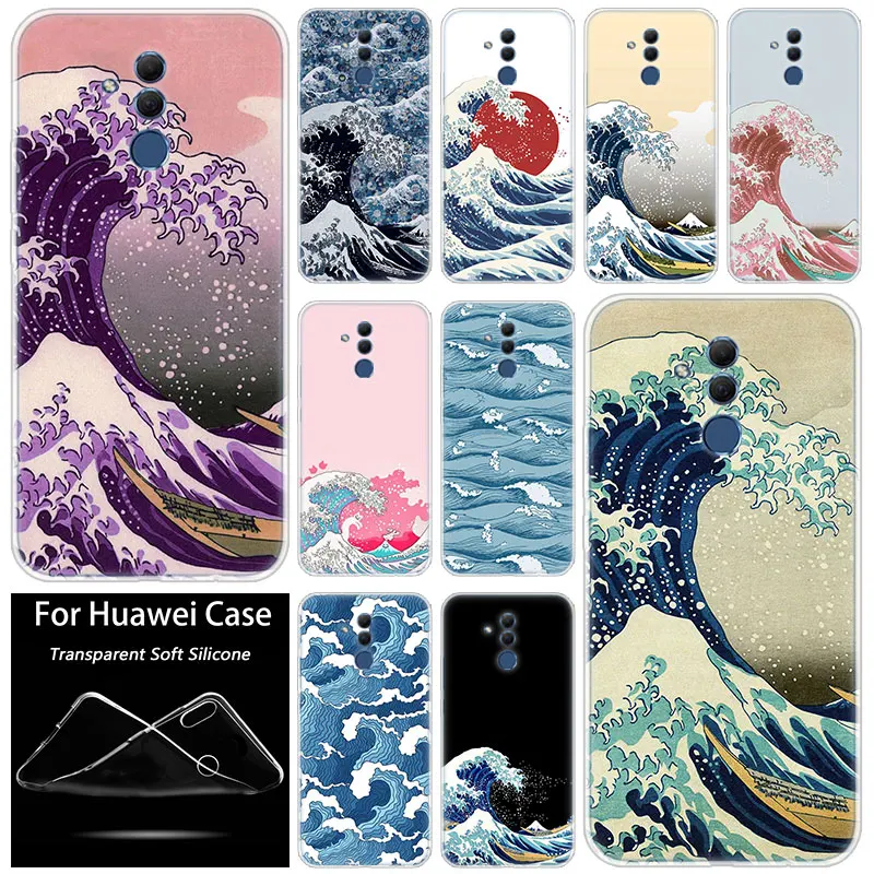 Лидер продаж мягкий силиконовый чехол Kanagawa с большой волной для Huawei Mate 10 20 Lite Pro Y7
