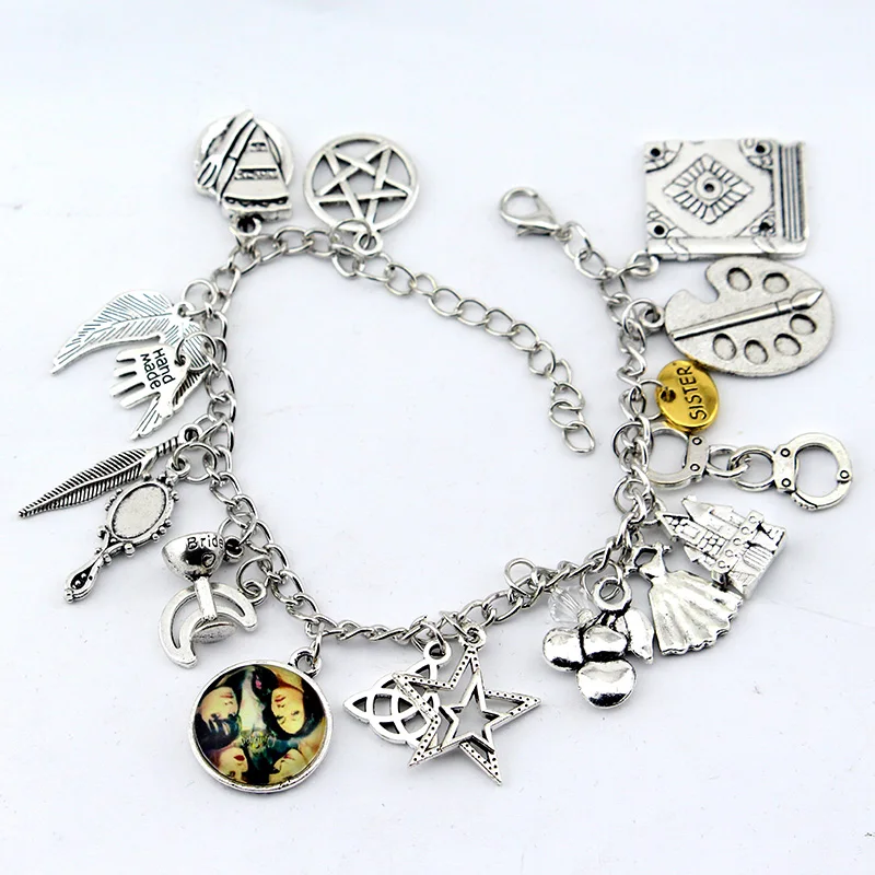 Горячий фильм сила трех Книга теней зеркало перо звезды луна браслет с изображением замка ювелирные изделия для женщин подарок