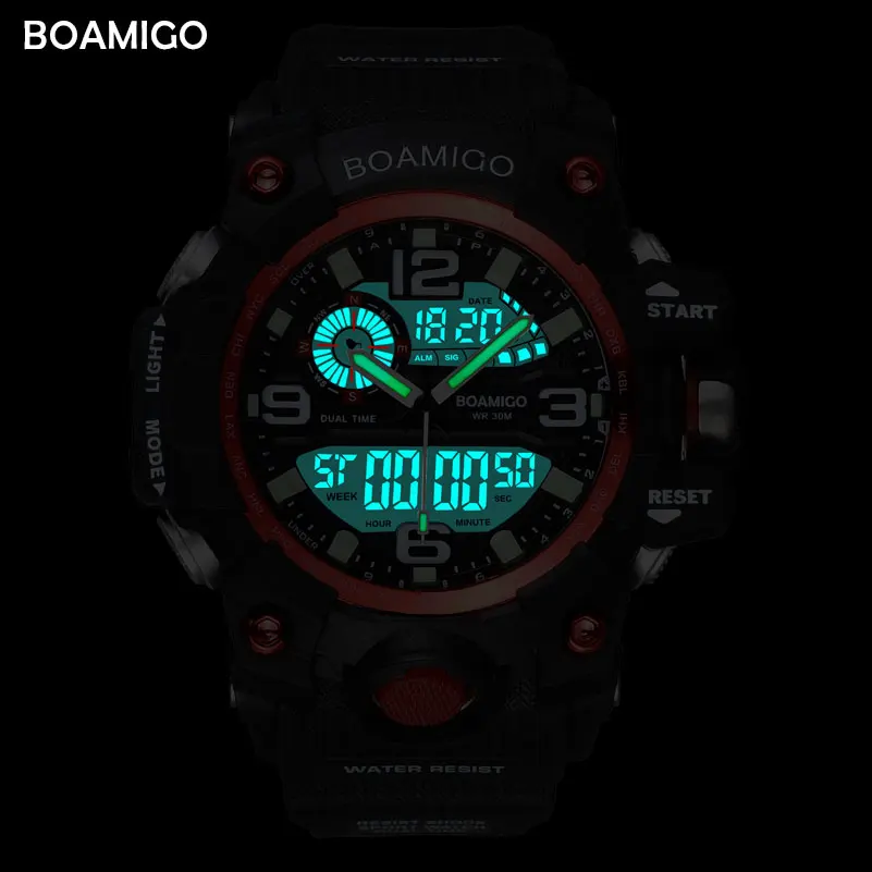 BOAMIGO мужские спортивные часы светодиодные цифровые Модные Аналоговые кварцевые