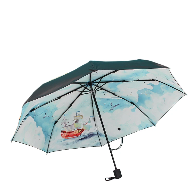 Sun Umbrellas Anti UV Female Parasol Fashion Three Folding Men Umbrella