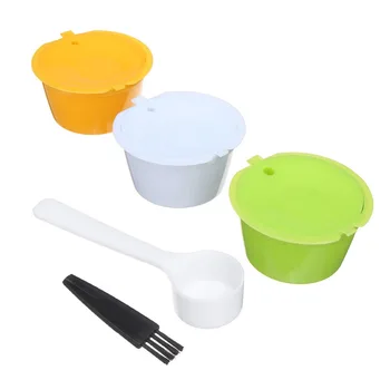 

3Pcs/Set Reusable Coffee Capsules Spoon Brush Set Refillable Coffee Capsules Cup Pod Filter Baskets For Nescafe Dolce Gusto