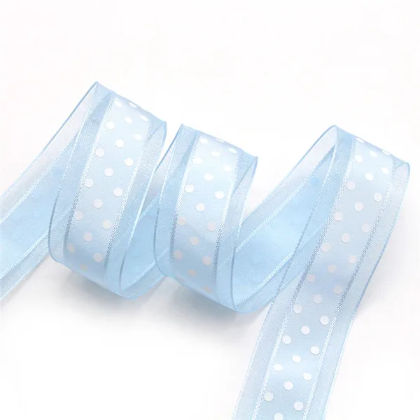 Blue 2y Ywzatgits 2y/8y 27 мм в горошек из сатина и органзы Упаковочные ленты для рукоделия бант для волос ручной работы аксессуары материал YP0206 - Цвет: Blue 2y