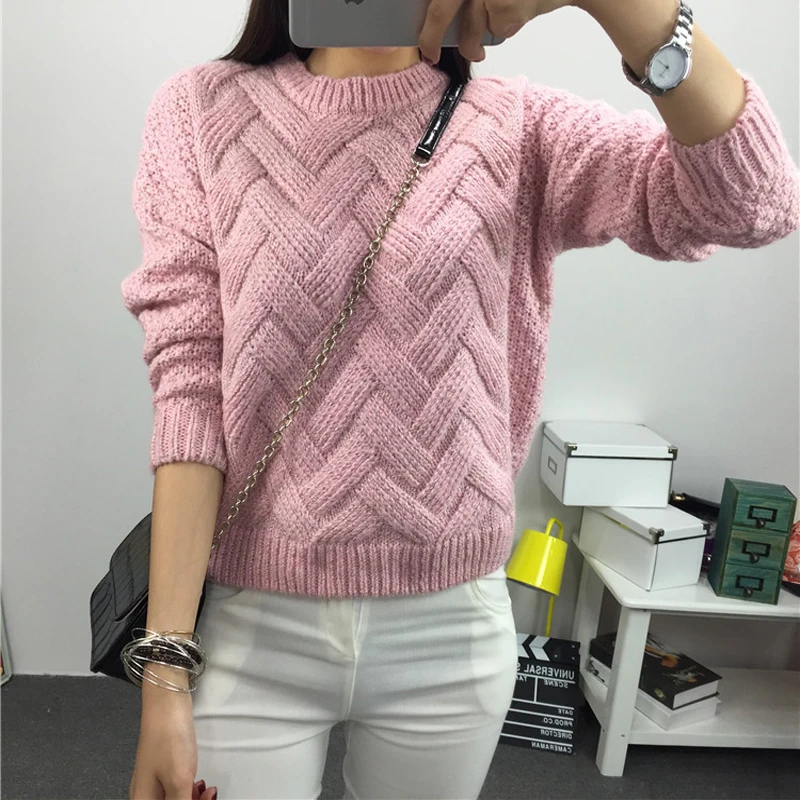 

Venlilulu Woman Sweaters Knitted Autumn Winter Knitted Sweater Women Long Sleeve Warm Pullover Female Slim Loose Tops Thick