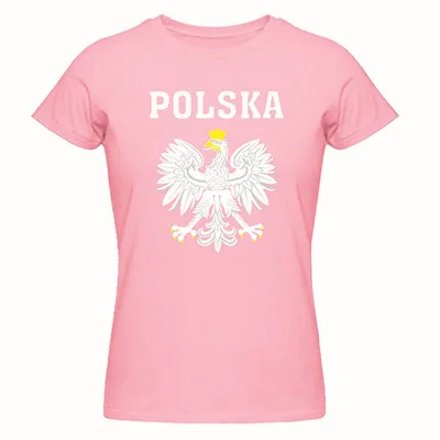 Polka POLAND идеально подходит для женской футболки хлопок camisetas mujer kawaii футболка Женская с коротким рукавом укороченный Тройник - Цвет: Розовый