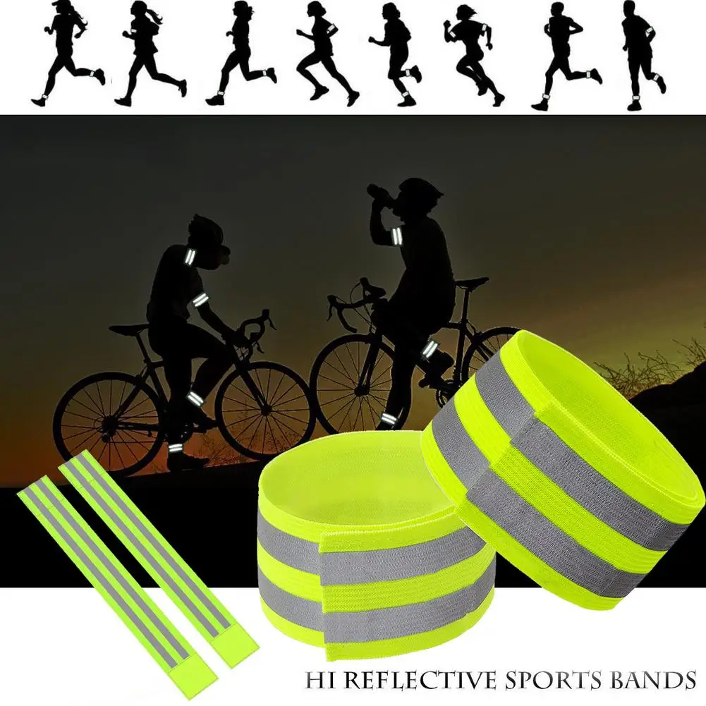 Зеленый, высокая видимость, двойной светоотражающий браслет, браслет, для бега, ночного велоспорта, для бега, безопасности, отражательная повязка, принадлежности