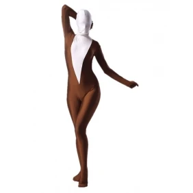

(LP12) Coffe And White Lycra Spandex Costume Unisex Fetish Zentai Suits