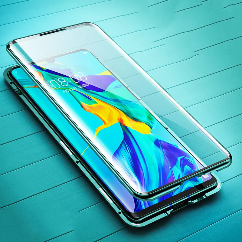 

Upgrade Magneto Magnetic Adsorption metal case For Huawei P30 PRO P30 P30 Lite + Tempered glass back cover