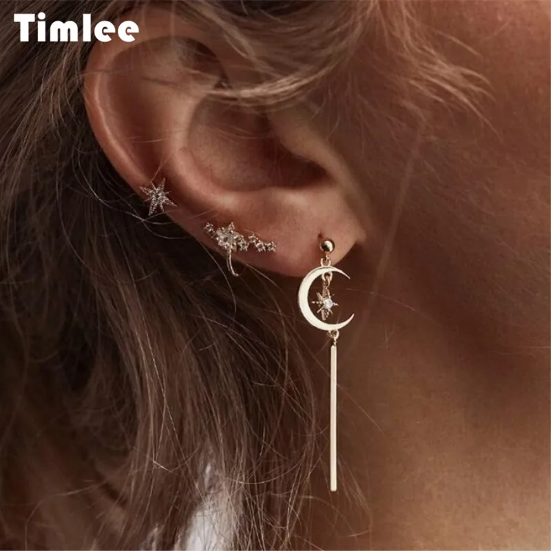 Timlee E284 Бесплатная доставка Новые индивидуальные серьги-Клипсы из сплава Луна