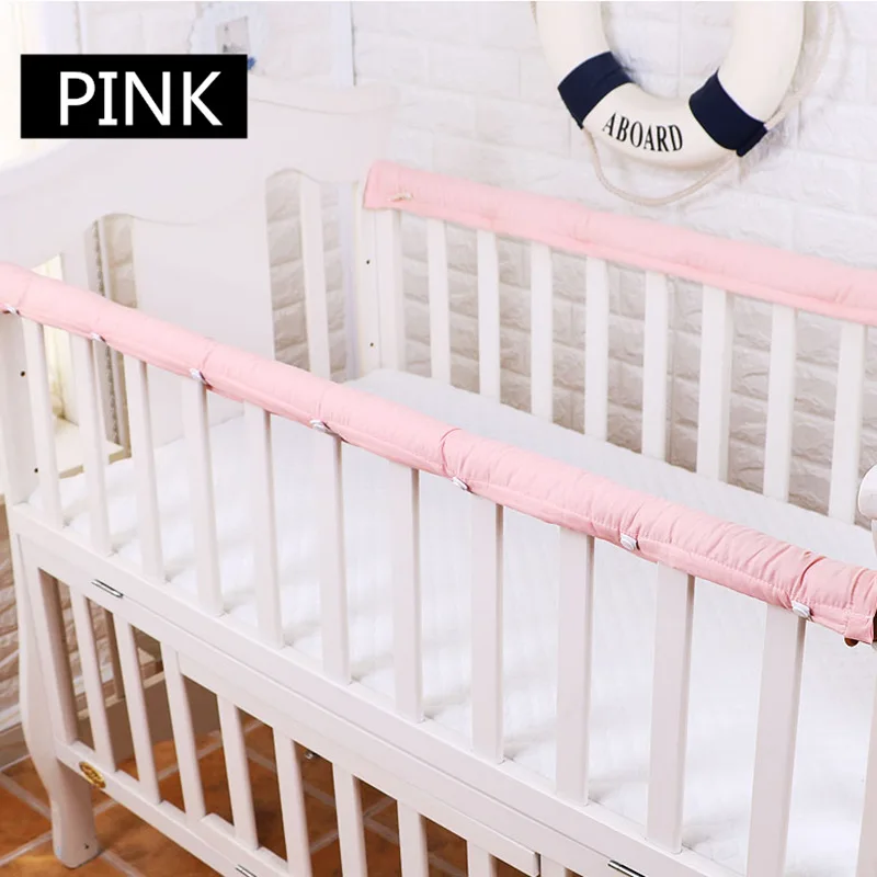 Billig 2 teile satz Plain Farbe Krippe Stoßfänger Verdickt Baby Nacht Schutzhülle Bar Anti kollision Barriere Abdeckung Für Kind Schutz Streifen