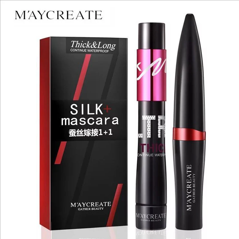 Maycreate 2 шт./компл. черный Шелковый Тушь Макияж комплект наращивания ресниц длинный