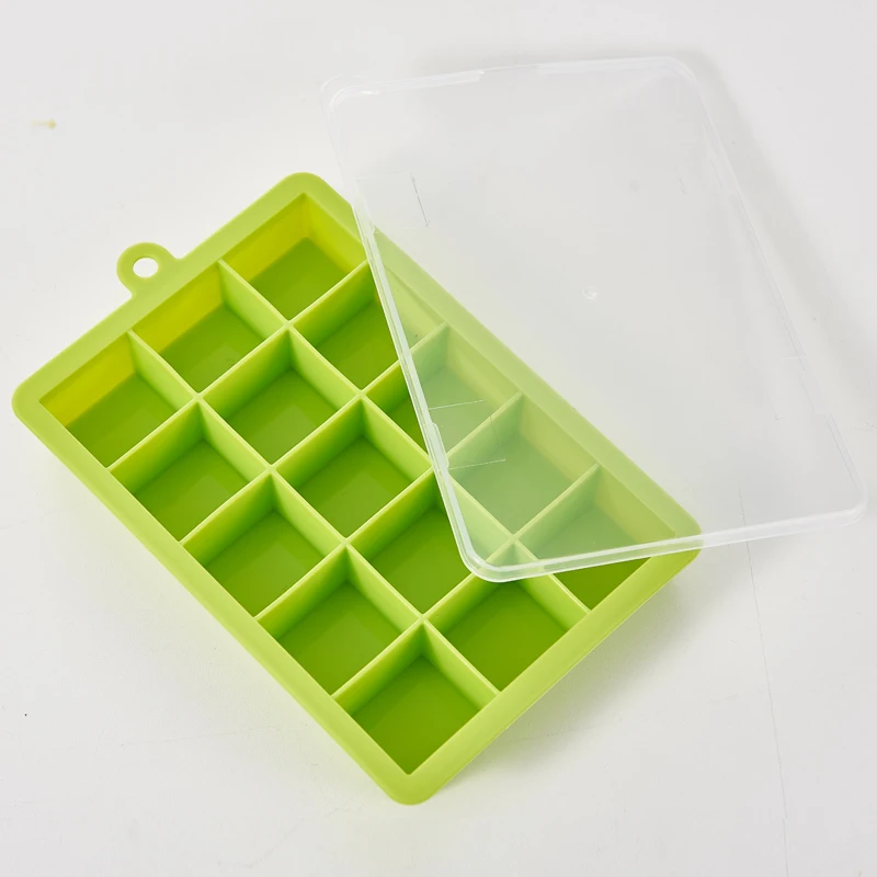 Сетки Пищевой Силиконовый поднос для льда фруктовый лед производитель кубиков DIY креативная маленькая форма для льда квадратная форма кухонные аксессуары - Цвет: 15 Grid Lid