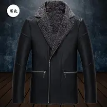 M-3XL Горячая Зимняя Мужская Новая Мода Досуг добавить волосы утолщение лацкан пу кожаная куртка