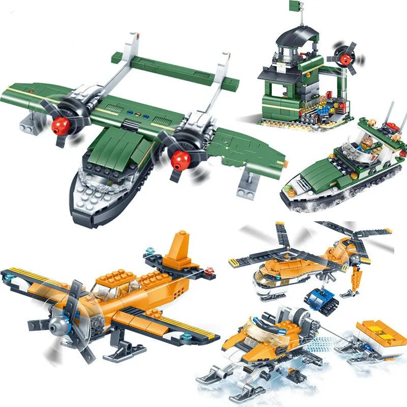 

3-in-1 Glider Villa Helicopter Yacht Snowmobile Assembly Building Block Toys