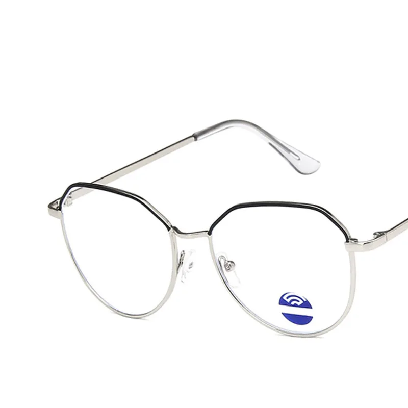 Синий светильник, блокирующие очки для мужчин и женщин, металлическая оправа для очков, анти-синий светильник, оптические компьютерные очки в стиле ретро, lunette de vue - Цвет оправы: silver black