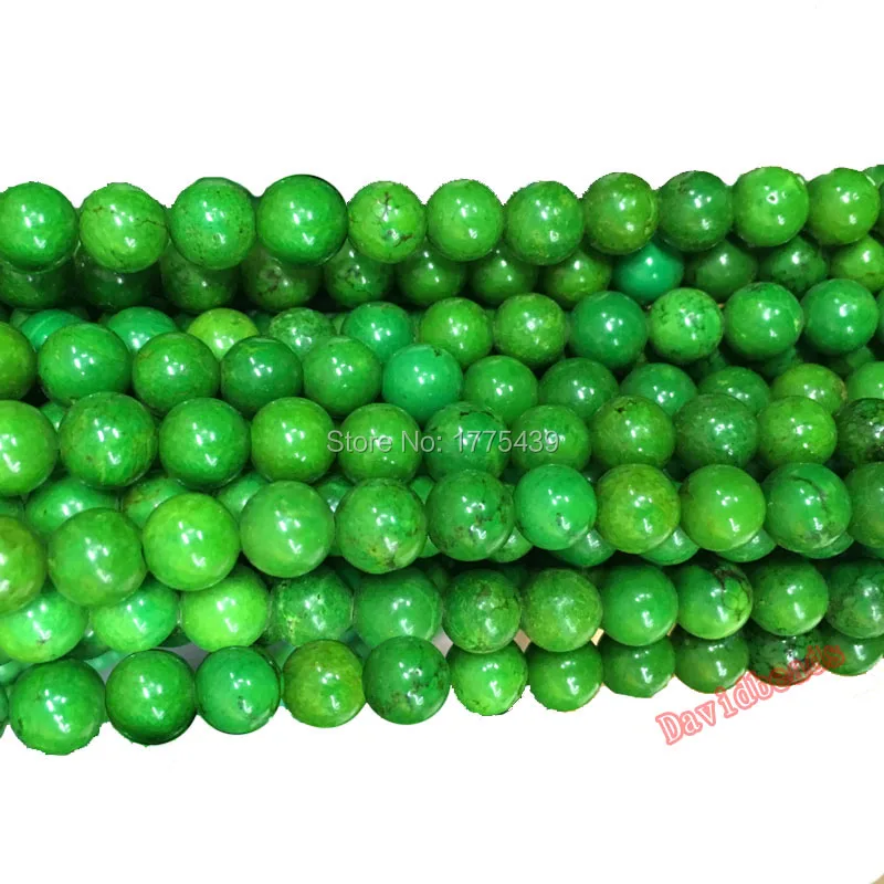 

Free Shipping Fashion New! Top Quality Round Natural stone Green Turquoises Beads for Jewelry Making 6 8 10 12 MM Wholesale