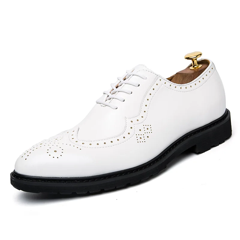 mens black and white wingtip dress shoes