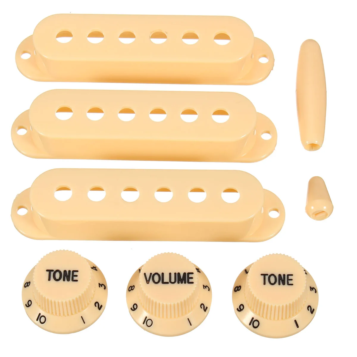 

1 Set of Plastic Cream Color Guitar Pickup Recorder Knobs Switches Covers Guitar Accessories