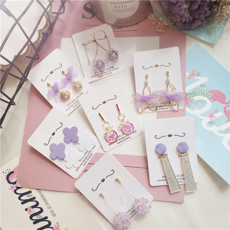 

Korean Handmade Purple Flower Ball Bowknot Geometric Woman Hanging Dangle Drop Earrings Fashion Jewelry Accessories-JQD5