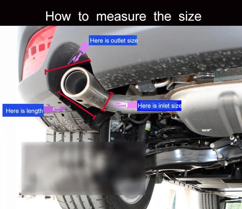 1 шт.: автомобильный глушитель наконечник выхлопной трубы из полированной нержавеющей стали наконечник и глушитель 51 мм "на входе 76 мм выпускной наконечник глушителя