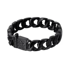 15 мм толстая цепочка черный Нержавеющая сталь Для мужчин панцирного плетения кубинский Браслет Золотой Мужской череп Байкерский ювелирные изделия Для мужчин s Браслеты& браслет 20 см-22 см