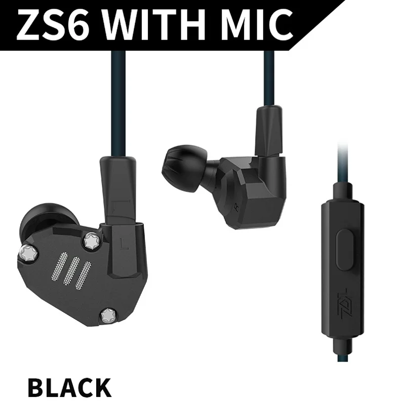 KZ ZS6 2DD + 2BA гибридные наушники HIFI монитор DJ наушники для бега гарнитура вкладыши металлические наушники KZ ES4 KZ ZS10 KZ AS10