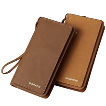 New Arrive Fashion Men’s Clutch Bag Wallet Long Design Zipper Business Card Holder Retro Brown Nubuck Leather Coin Purse Handbag