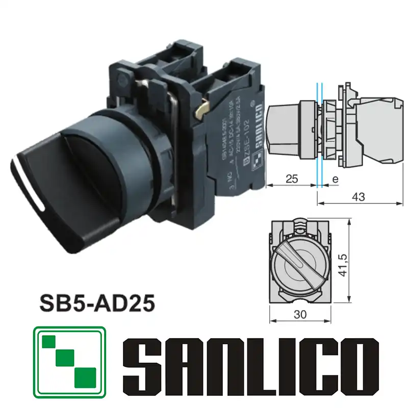 XB5 AD25 waterproof selector switch rotary switch knob switch two or