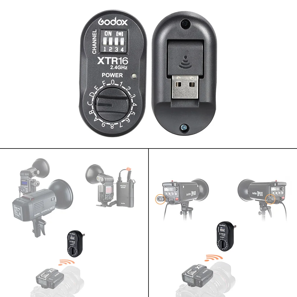 Godox 2,4G беспроводной x-система XTR-16 приемник вспышки для X1C X1N XT-16 передатчик триггер AD360, DE, QT, DP, QS, GS, GT серии