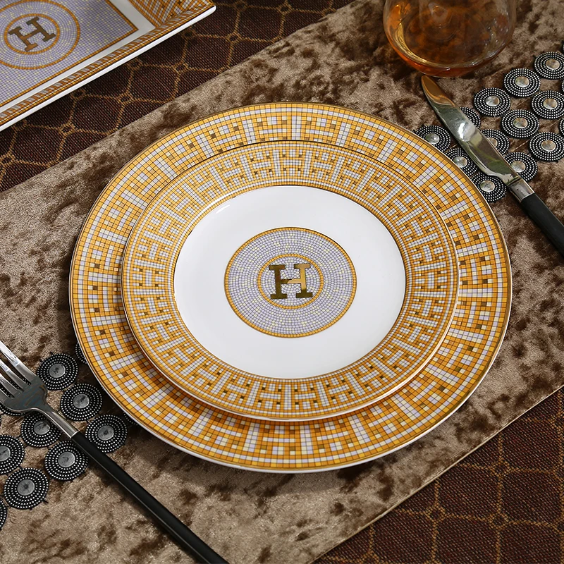 Цзиндэчжэнь фарфоровые обеденные тарелки домашняя овальная тарелка для рыбы для ресторана Высококачественная обеденная круглая тарелка 10,5 дюймов, 8 дюймов, 6 дюймов