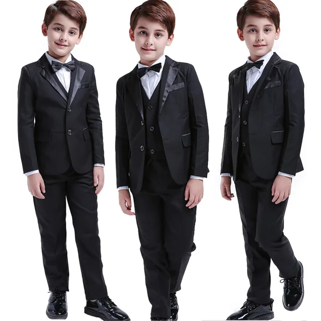 Buy 5 Pcs Black Toddler Boys Suits Wedding Formal Children Suit Tuxedo Dress