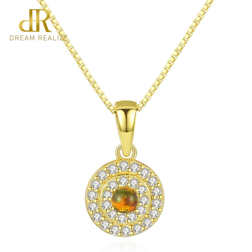 

DR Brand 925 Sterling Silver Fine Jewelry Necklace for Women Sparkling Round Pendant Necklace, Real Silver Box Chain Bijoux