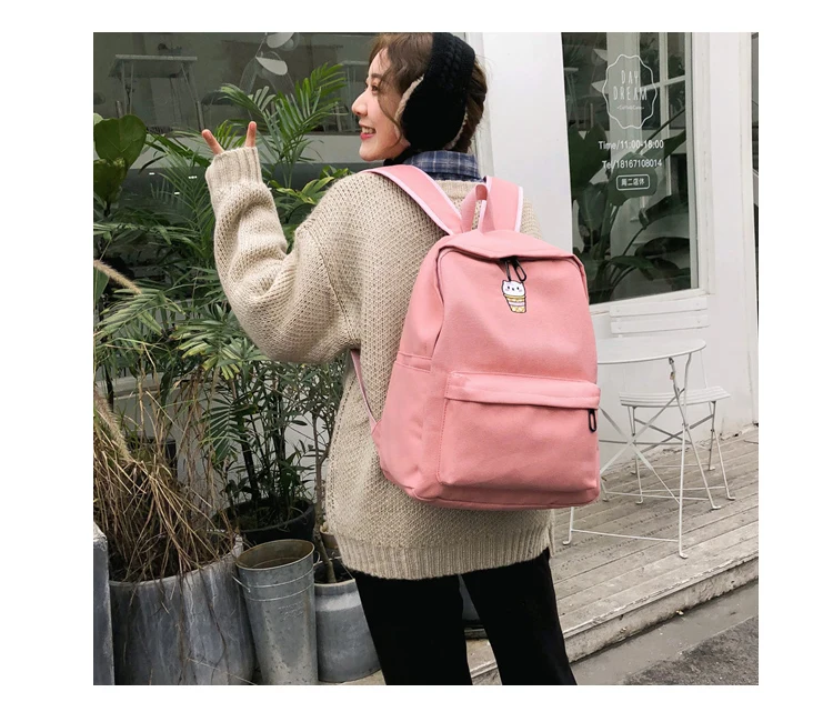 Preppy Style Women Backpack for School Teenagers Girls Vintage School Bag Ladies Canvas Fabric Backpack Female Book bag Mochila--_13