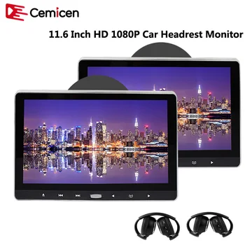 

Cemicen 2PCS 11.6 Inch Car DVD Player Headrest Monitor Touch Button Support HD 1080P/USB/SD/IR/FM Transmitter/HDMI/Speaker/Games