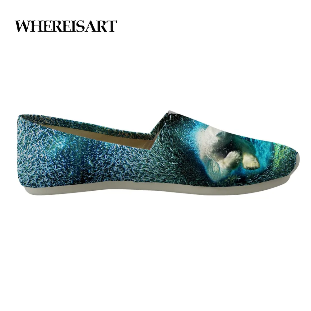 

WHEREISART Slip On Casual Canvas Men Flats Leisure Shoes Dolphin/Penguin Print Sneakers for Men Animals Loafers Shoes Chaussure