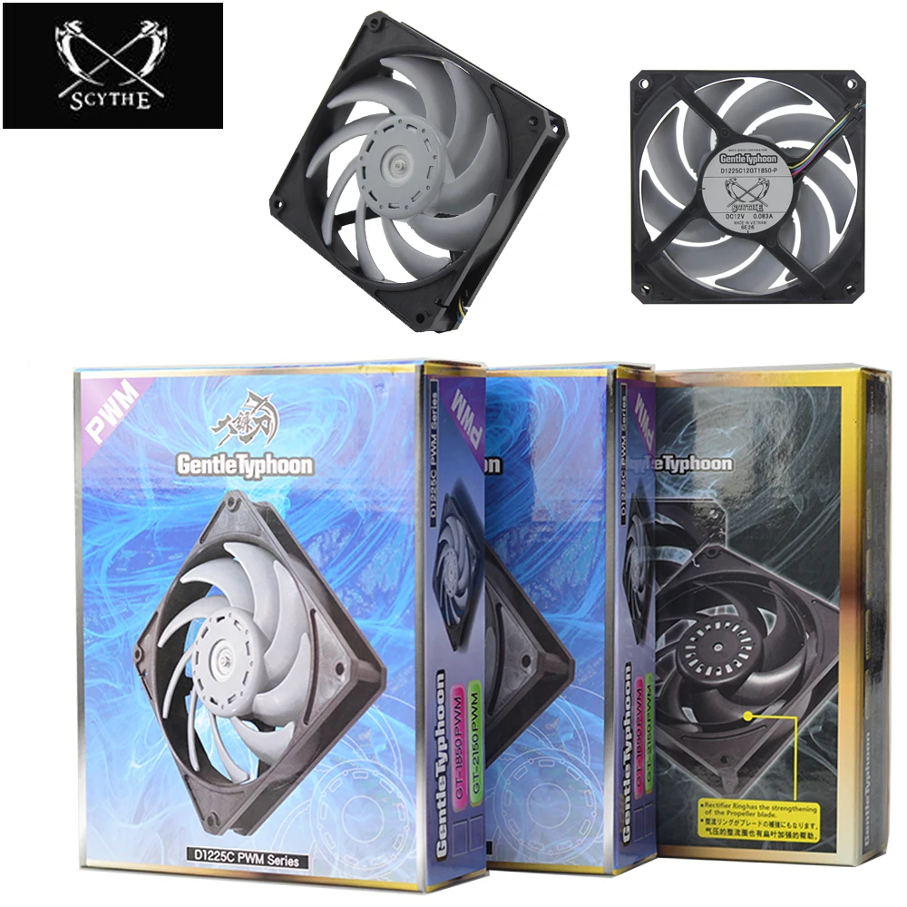 Skup SCYTHE delikatny Typhoon GT1850 2150 PWM GT3000 PWM wentylator do obudowy komputera, zakryty drut 12cm 4pin wentylator chłodzący główny pasuje do wentylatora 120MM