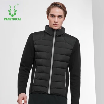 

Vansydical Winter Warm Sports Down Coat Men's Stand Collar Windproof Sportswear Tops Fitness White Duck Down Running Jackets