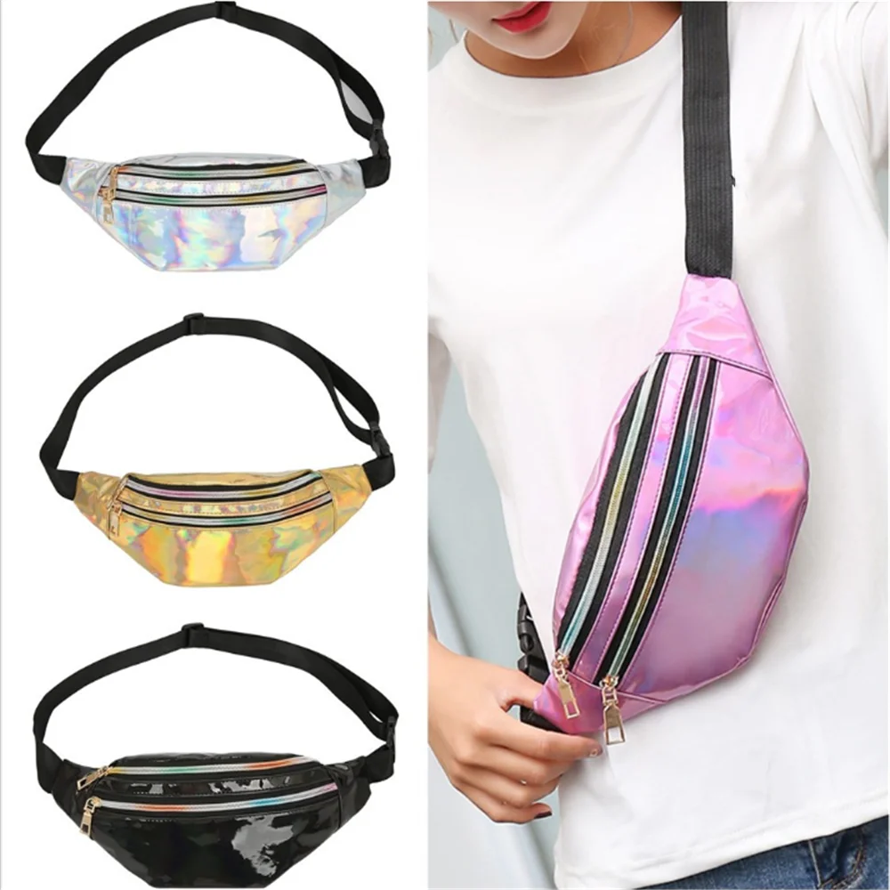 

Fashion Laser Waist Chest Bags Casual Waterproof Wallets Antitheft Waist Pack Travel Walking Shopping Purse Portable Money Pouch