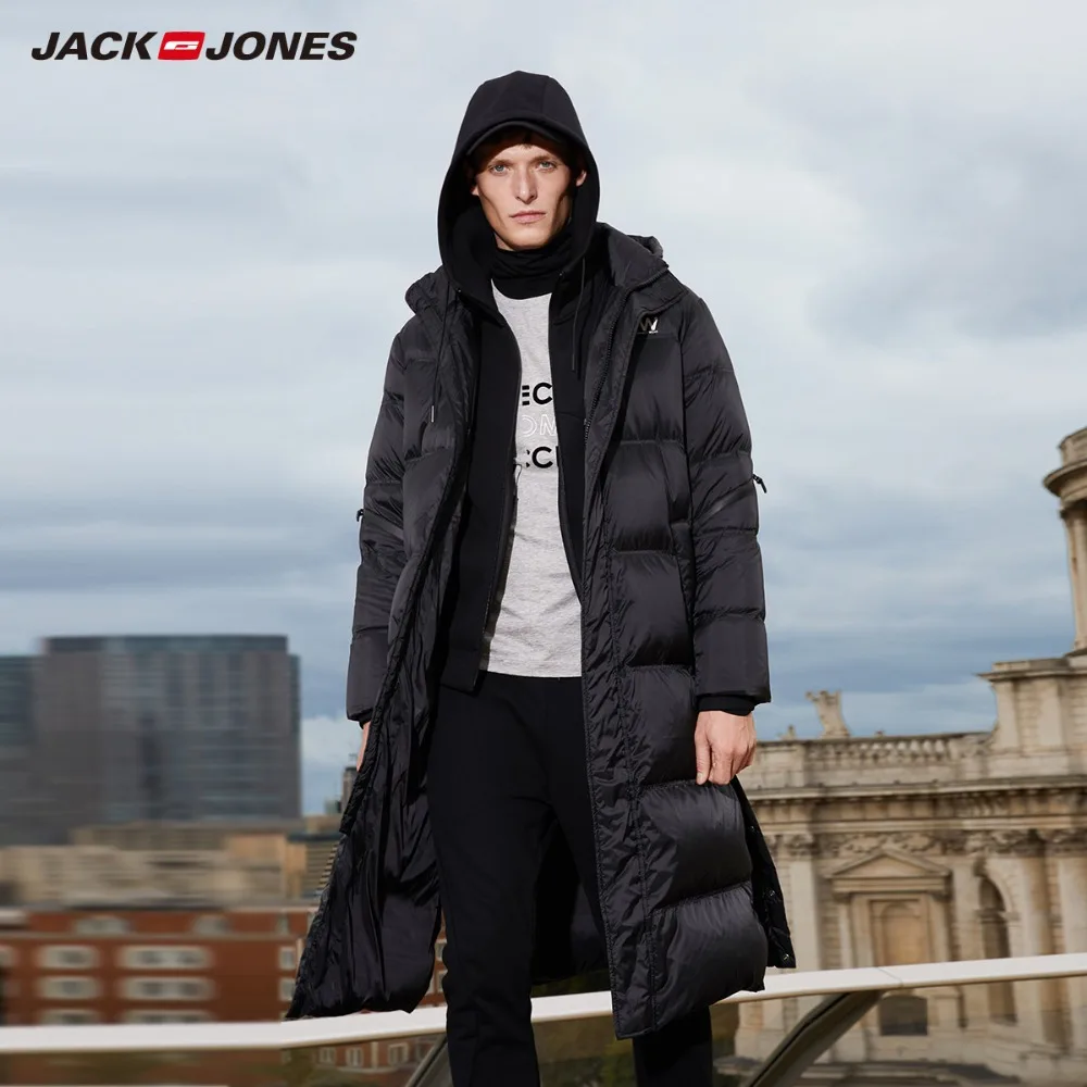 JackJones для мужчин зимние длинные с капюшоном утка уличная одежда мужской повседневное модные пуховые куртки пальто swear | 218312520