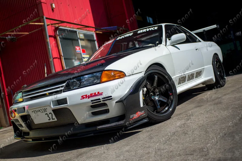 1989-1994 Nissan Skyline R32 GTR Front Bumper Garage GD Dedend Style Stingray Canards CF (54)