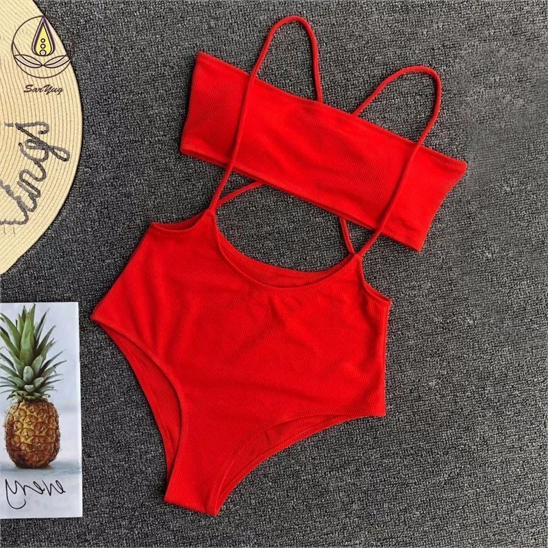 

New 6 Colour Sexy Stripe Bikini Women's Swimming Suit Nyon Size High Swimming Suit Cross Bandage Bikini Beach Swimming Suit
