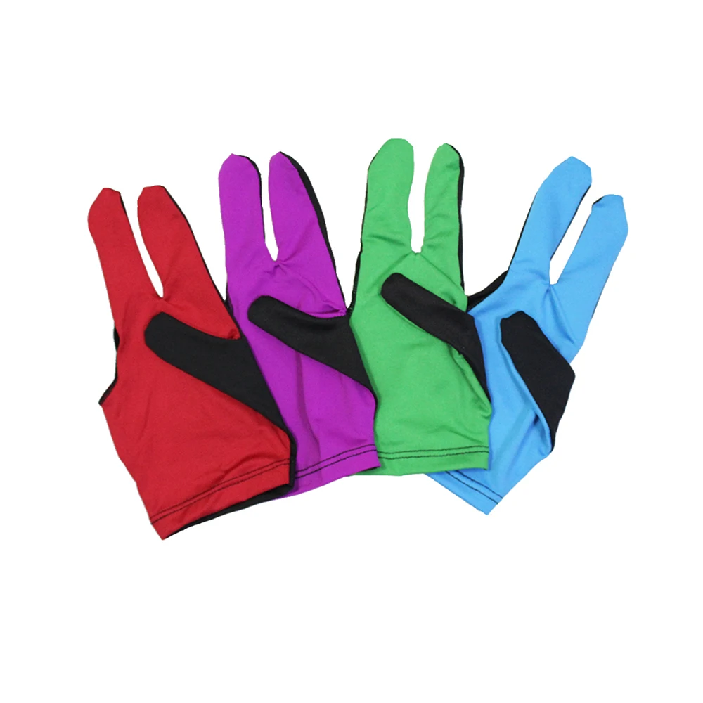 10 шт упакованный спандекс лайкра кий для снукера бильярда перчатки бассейн открыть три пальца аксессуары для снукера, 3 цвета опционально