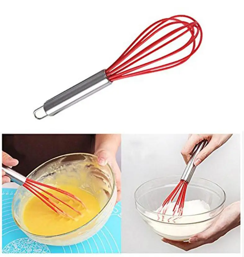 Kitchen Silicone Whisk Egg Beater String with Heat Resistant Non Stick Silicone Whisk Cooking