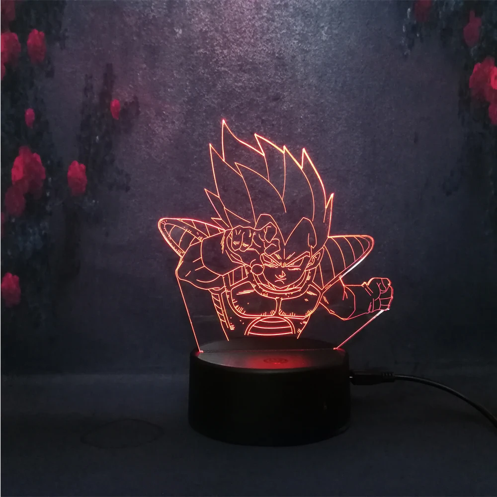 Мультфильм 7 цветов Изменение Dragon Ball Супер Saiyan God Son Goku 3D ночник фигурка Led