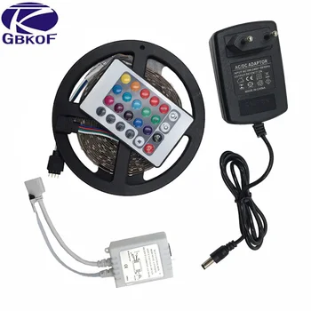 

RGB led strip 3528 2835 flexible strip light non waterproof 5M 300led+24key IR remote controller+DC12V power adapter EU/US/AU/UK