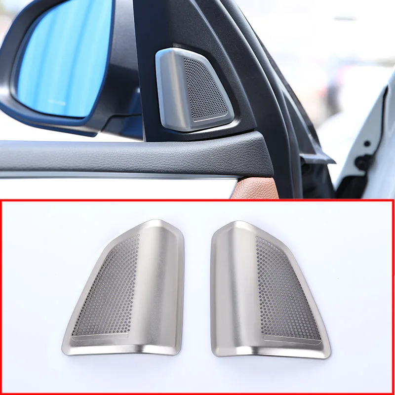 2pcs Stainless Steel Audio Speaker Tweeters Cover Trim Car Accessories for BMW X5 F15 2014-2019